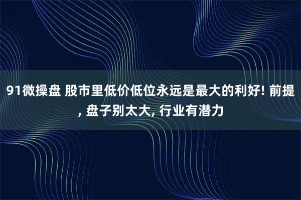 91微操盘 股市里低价低位永远是最大的利好! 前提, 盘子别太大, 行业有潜力