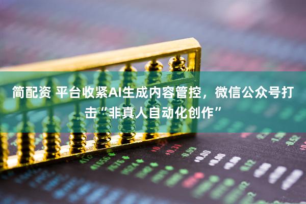 简配资 平台收紧AI生成内容管控，微信公众号打击“非真人自动化创作”